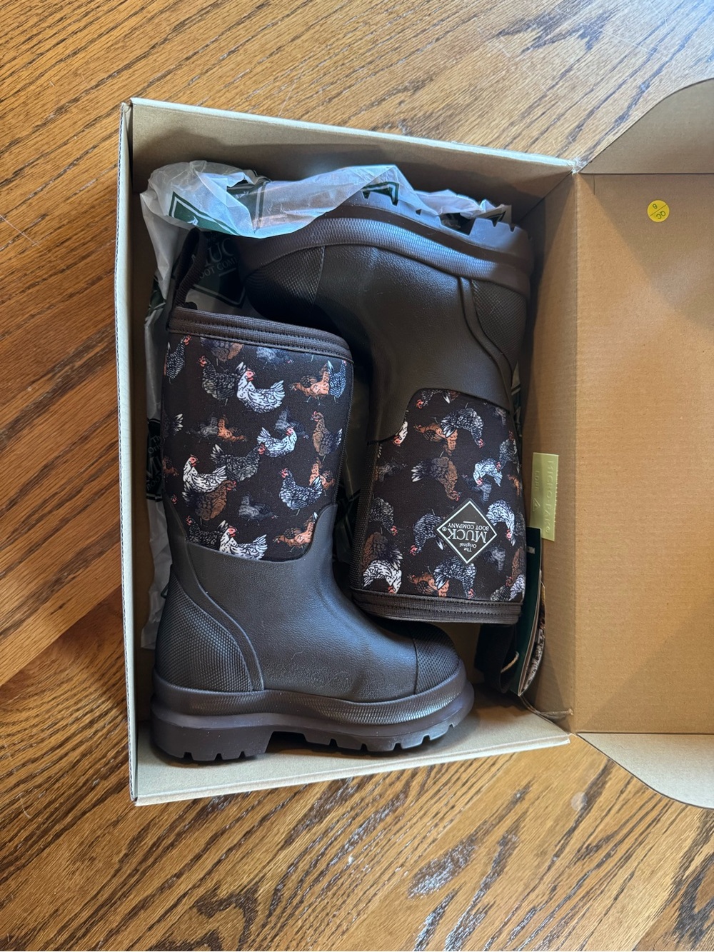 Kids Muck Boot Brown with Chicken Print